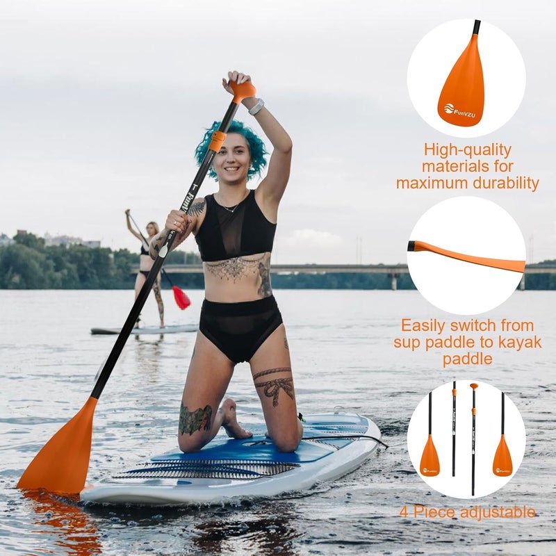 FunVZU SUP Paddle, Stand Up Paddle Board Paddle Lightweight Adjustable 4-Piece Aluminium Kayak Paddles, Unique Lock Design Floating Alloy Shaft Paddle for Paddle Board - Image 2